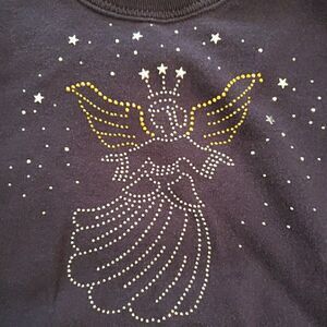 Vintage 80s Jerzees Sweatshirt Fairy Angel Bedazzled Christmas Womens Sz XL